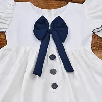 Beautiful White Cotton Solid Festive Wear Frock For Girls-thumb3