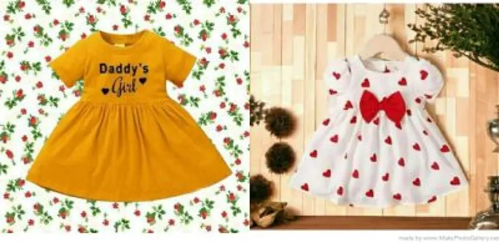 Printed Cotton Dress for Girls Pack of 2