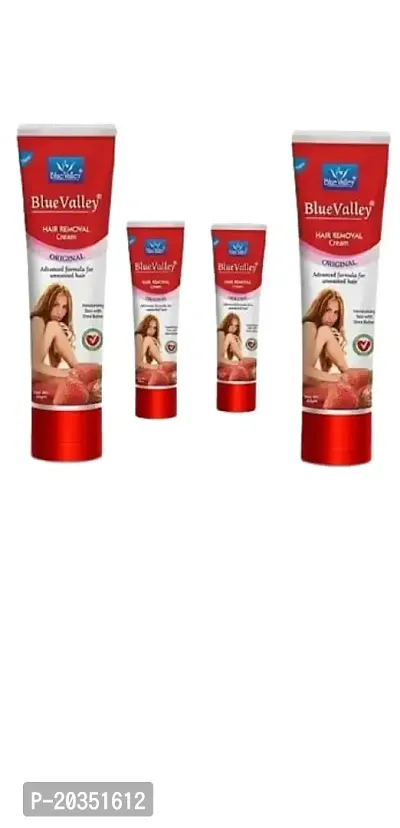 Blue Valley Hair Removal Cream Strawberry Suitable for Legs, Underarms, Bikini Line, Arms 40gm Pack of 4