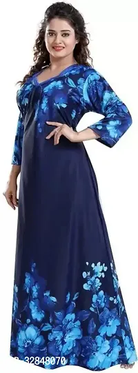 Superias Satin Printed Women Kaftan nighty nightdess-thumb4