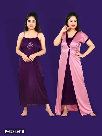 Comfy Satin Night Dress Set-thumb0