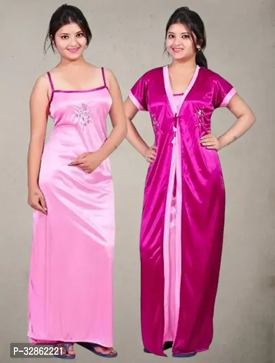 Comfy Satin Night Dress Set-thumb0