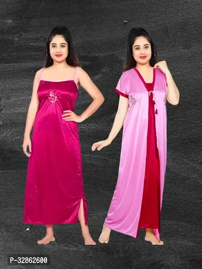 Comfy Satin Night Dress Set-thumb0