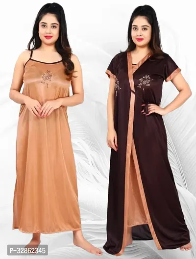 Comfy Satin Night Dress Set-thumb0