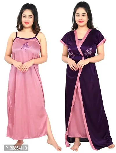 Stylish Satin Nightdress for Women Pack of 2-thumb0