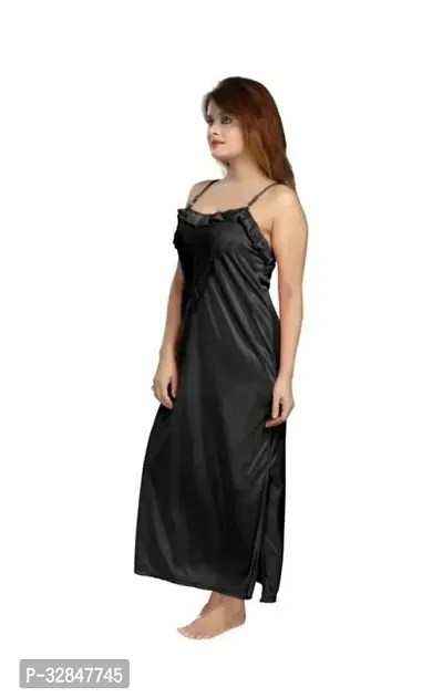 Womens Satin Full Length Lace Nighty with Robe Sleep Wear Night Gown-thumb4