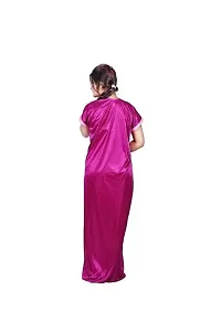 Elegant Satin Solid Nighty Set For Women-thumb3