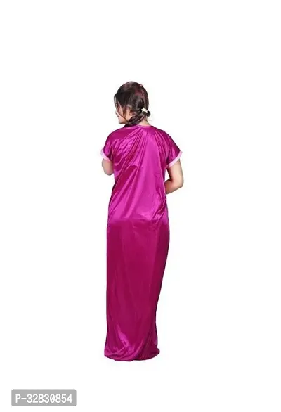 Elegant Satin Solid Nighty Set For Women-thumb5