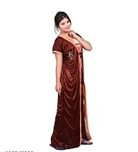 Stylish Satin Printed Nighty with Robe for Women-thumb1