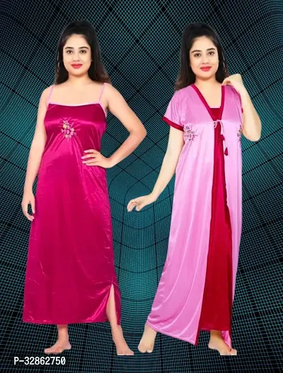 Comfy Satin Night Dress Set-thumb0