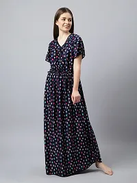 Multicoloured Satin Printed Kaftan Night Dress for Women-thumb2