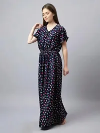 Multicoloured Satin Printed Kaftan Night Dress for Women-thumb1