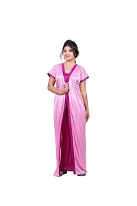 Elegant Satin Solid Nighty Set For Women-thumb1