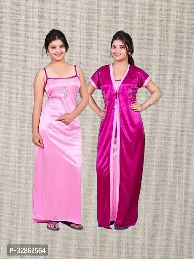 Comfy Satin Night Dress Set-thumb0