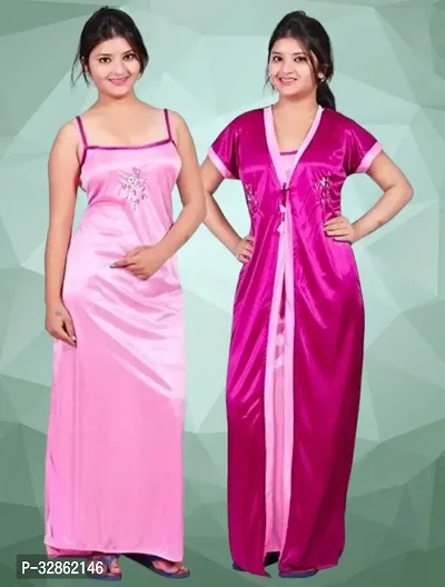 Comfy Satin Night Dress Set-thumb0