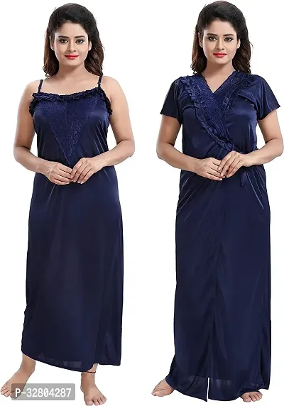 Stylish Satin Nightdress for Women Pack of 2-thumb0