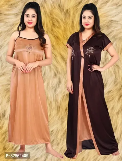 Comfy Satin Night Dress Set-thumb0