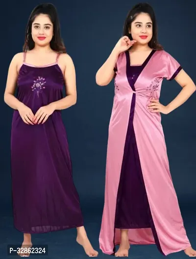 Comfy Satin Night Dress Set-thumb0