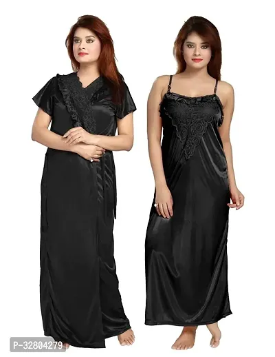 Stylish Satin Nightdress for Women Pack of 2-thumb0