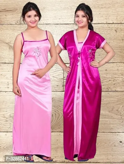 Comfy Satin Night Dress Set-thumb0