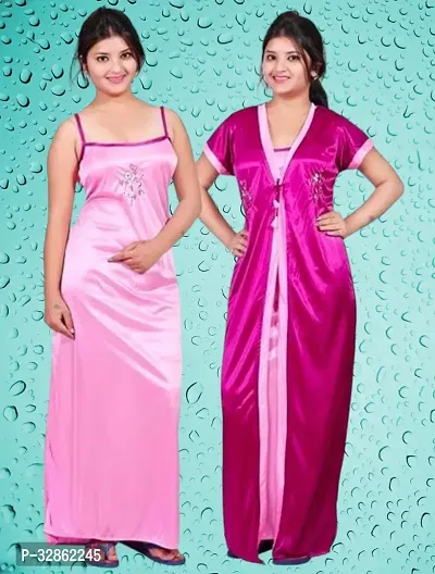 Comfy Satin Night Dress Set-thumb0