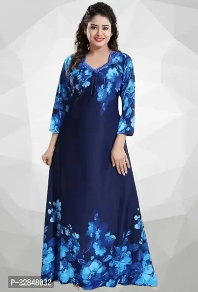 Superias Satin Printed Women Kaftan nighty nightdess-thumb0