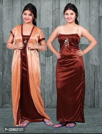 Comfy Satin Night Dress Set-thumb0