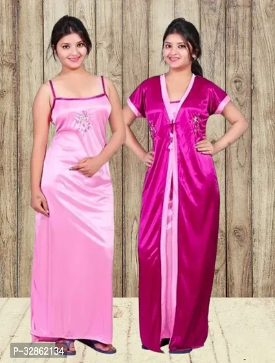 Comfy Satin Night Dress Set-thumb0