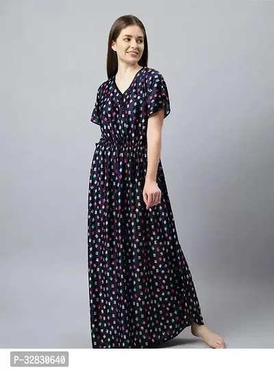 Latest Satin Printed Night Dress for Women-thumb0