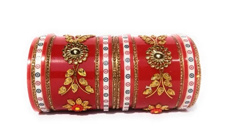 Rajasthani Brass Bangles Set Crystal St (Multicolor)