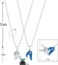 Stylish Fancy His And Hers Lover Couple I Love You Heart Locket With Chain For Valentine Day Gift 2 Pieces - His And Her Rhodium Zinc Metal-thumb2