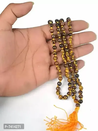 Stylish Fancy Tiger Eye Men And Womenstone Mala 108+1 With Self Certificate  Yellow Brown 6Mm  Japan Healing For Self Confidence Meditaion Chakra Tiger Eye Crystal Necklace-thumb3