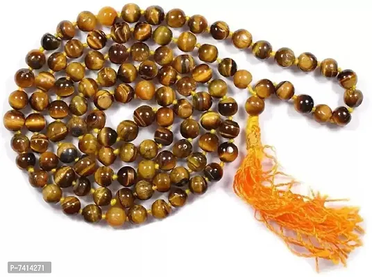 Stylish Fancy Tiger Eye Men And Womenstone Mala 108+1 With Self Certificate  Yellow Brown 6Mm  Japan Healing For Self Confidence Meditaion Chakra Tiger Eye Crystal Necklace-thumb0