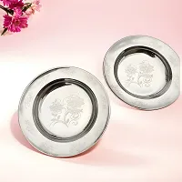 Stainless Steel Dinner Plates with Elegant Laser-Printed Design 27 cm Pack Of 2-thumb1