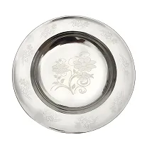 Stainless Steel Dinner Plates with Elegant Laser-Printed Design 27 cm Pack Of 2-thumb2