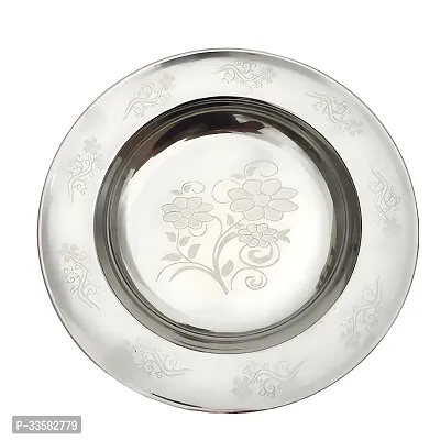 Stainless Steel Dinner Plates with Elegant Laser-Printed Design 27 cm Pack Of 2-thumb3