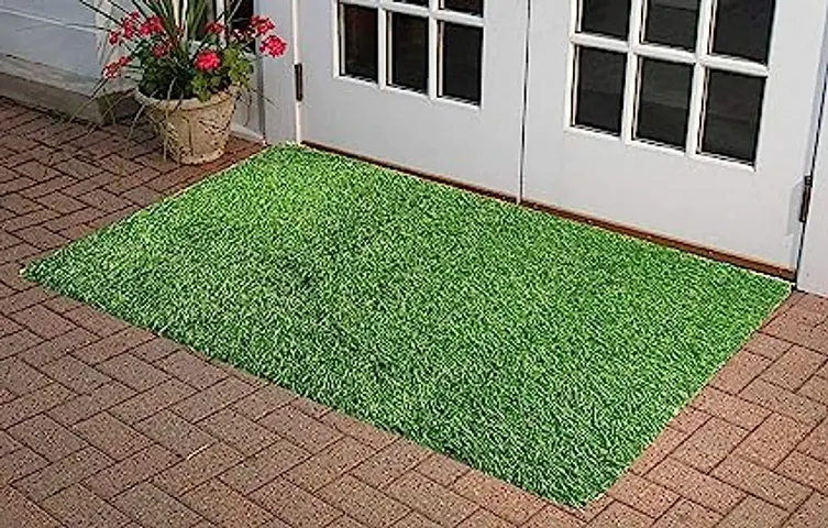 wonderlook Door Mat 1 Piece Artificial Grass Anti Skid Natural Green Grass - Doormat (40 X 60 Cms, 15 X 23 Inch) Feet Grass Door Mat