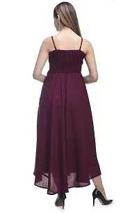 SMART BUTTON Women Casual wear Solid Cotton Blend Gown (Small, Wine)-thumb2