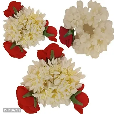 Rose and Mogra Rubber band Gajra Best Hair Accessories Hair Gajra White For Functions, Weddings, for Women (Option 6)