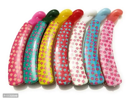 HFH Trendy Multicolour Floral Banana Clips Hair clip, Best Hair Accessories for Girls & Women (with Surprise Gift) (Pack of 6)-thumb0