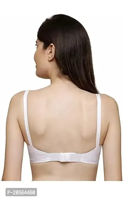 Imzz Trading Everyday Solid Wire Free Adjustable Stretch Cotton Bra/Casual Bra/Comfortable Bra for Women (Bra-White-02-30B)-thumb3