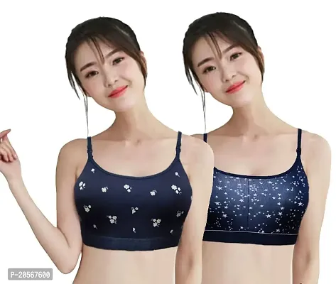 Imszz Trading Everyday T-Shirt Bra for Women Wireless Full Coverage Lightly Padded Cotton Blend Printed Bra Combo 01 Free Size Free Size Free Size-thumb0