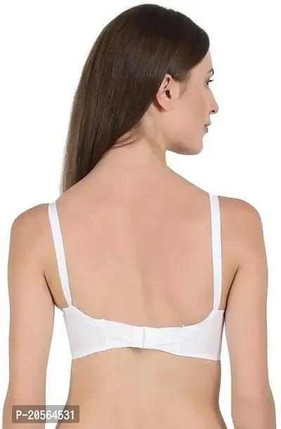 Imzz Trading Everyday Solid Wire Free Adjustable Stretch Cotton Bra/Casual Bra/Comfortable Bra for Women (Bra-White- 34B)-thumb2