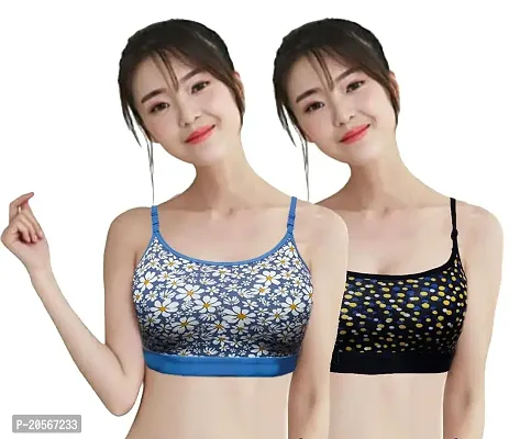 Imszz Trading Everyday T-Shirt Bra for Women Wireless Full Coverage Lightly Padded Cotton Blend Printed Bra Combo 01 Free Size Free Size Free Size