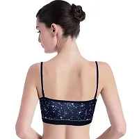 Imszz Trading Everyday T-Shirt Bra Wireless Full Coverage Lightly Padded Cotton Blend Printed Bra Free Size(Bra Combo 01 -Bl/D.Bl(Pk2) - 30) Blue/Dark Blue-thumb1