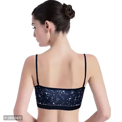 Imszz Trading Everyday T-Shirt Bra Wireless Full Coverage Lightly Padded Cotton Blend Printed Bra Free Size(Bra Combo 01 -Bl/D.Bl(Pk2) - 30) Blue/Dark Blue-thumb2