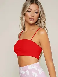 Women's  Girls Solid Basic Cropped Padded Cami Bra-thumb2