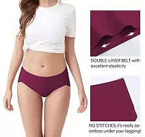 Women Panties Seamless Panties Silk Mid Waist Underwear for Female Girls Pack Of 5 (Assorted )-thumb1