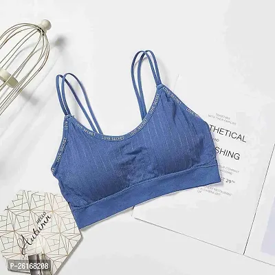 Fashionable Trendy Bouble Stripe Comfortable High Quality Seamless Free Size Nonwired Padded sports bra Top, Bralette for Girls and women