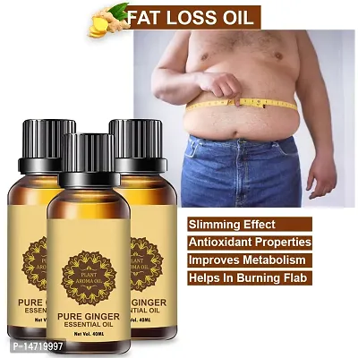 Ginger Essential Oil | Ginger Oil Fat Loss | Fat loss fat go slimming weight loss body fitness oil Shaping Oil (40ML) (PACK OF 3)